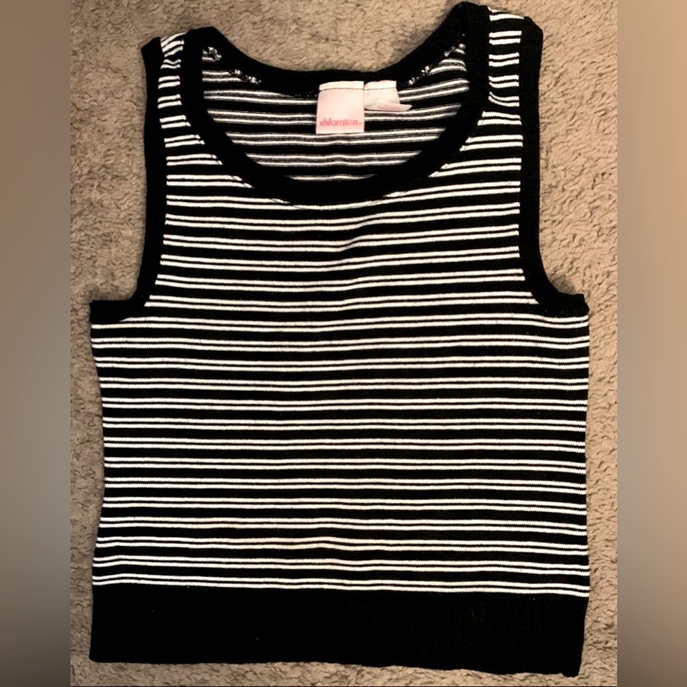 Xhilaration Black and White Stripped Sweater Vest